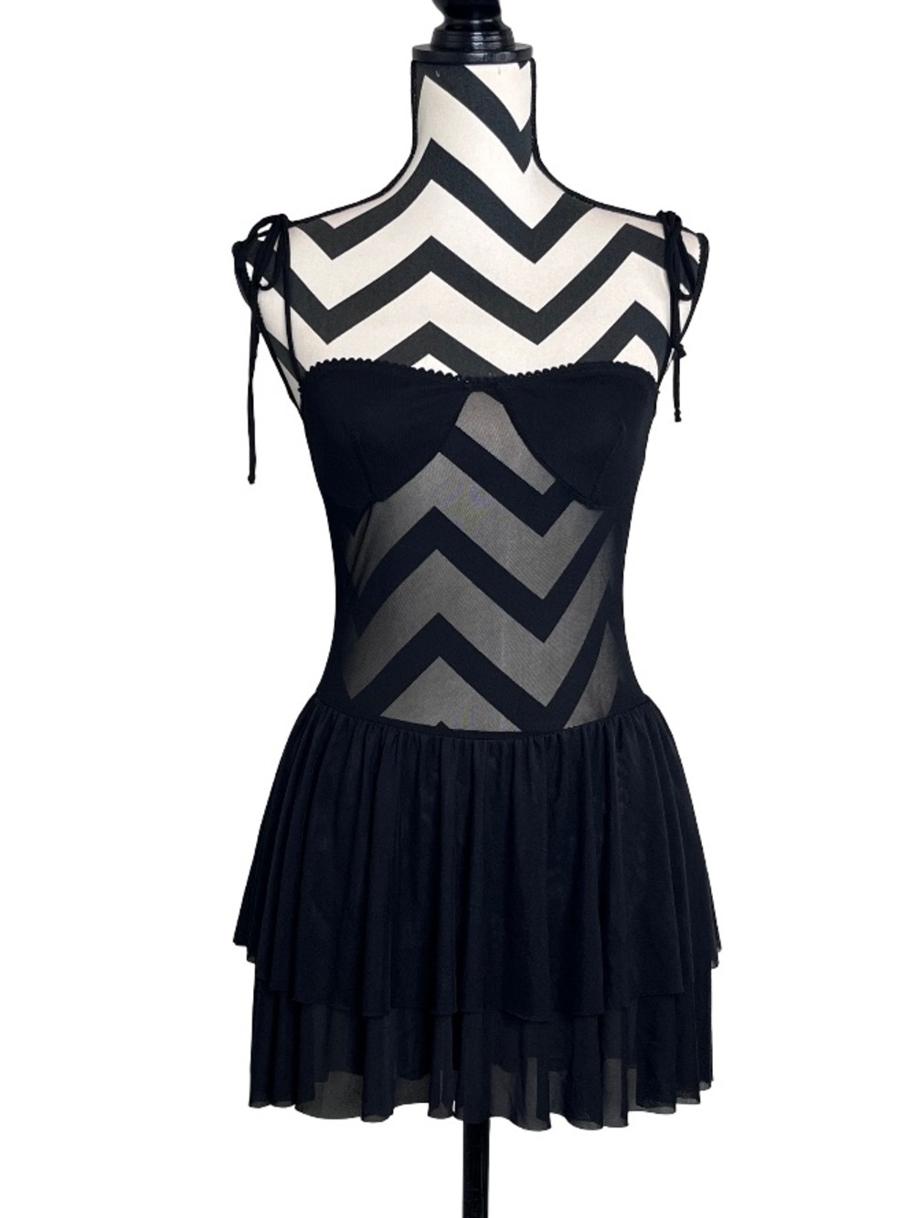 Whimsigoth Sz S Dark Coquette Balletcore Sheer Mini Dress